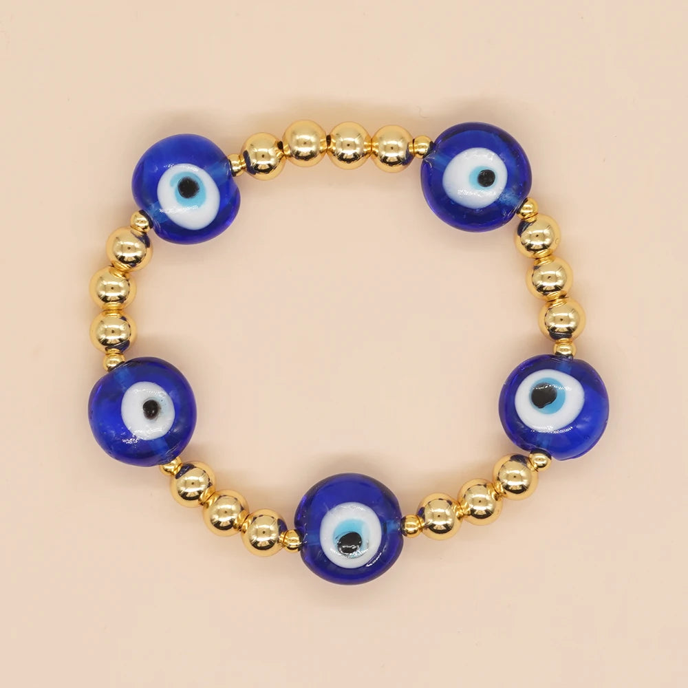 Go2boho Turkish Eye Bracelet Blue Big Eye Jewelry for Women Golden Plated Beads and Stylish Accessories Pulseras Femme