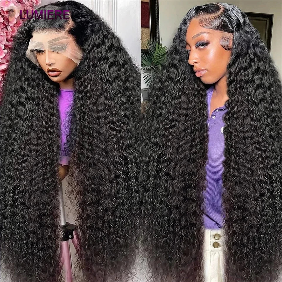 Virgin Raw Afro Kinky Deep Water Curly Wave Bundle With HD Lace Closure Frontal 3/4 Bundle With Frontal Raw Human Hair Extension