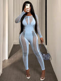 Weird Puss Hollow Jumpsuit Women Stretch Skinny Full Sleeve Solid Fall Hipster Sexy Midnight Coquette Activity Workout Overalls