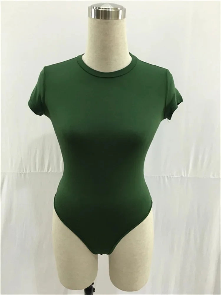 Polyester Fiber Short Sleeve Bodysuit Blouse One-Piece Suit Women's T-shirt Chinese Origin Fashionable Comfortable Fit Bodysuit