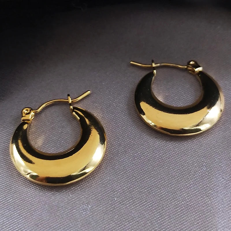 Trendy Stainless Steel Geometric Hoop Earrings Gold Color Christmas Gift Earring Jewelry for Women E9535S02