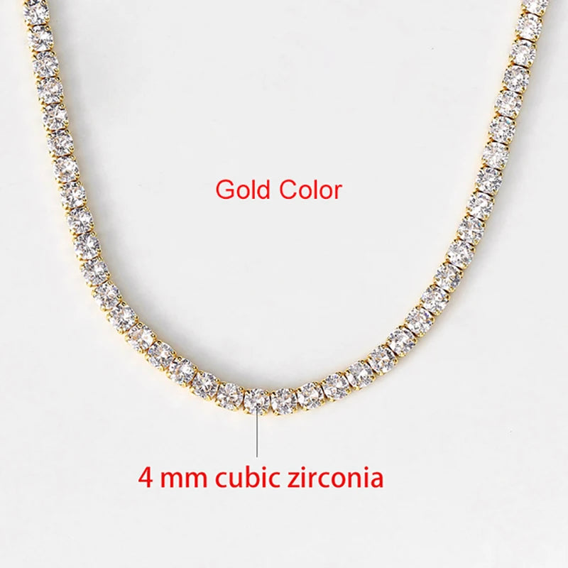 Simple Iced Out Tennis CZ Choker Necklace for Women Men Crystal Short Chain on Neck Hip Hop Trend Accessories Jewelry OHN016