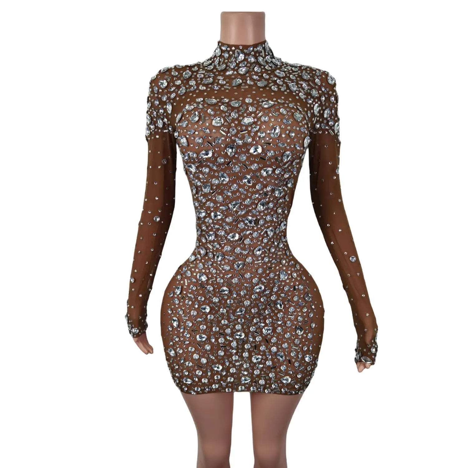 Women's Sexy Black Rhinestone Mini Dresses Evening Birthday Party Celebrate Prom Gown Crystal Short Dress Singer Dress Cuixing
