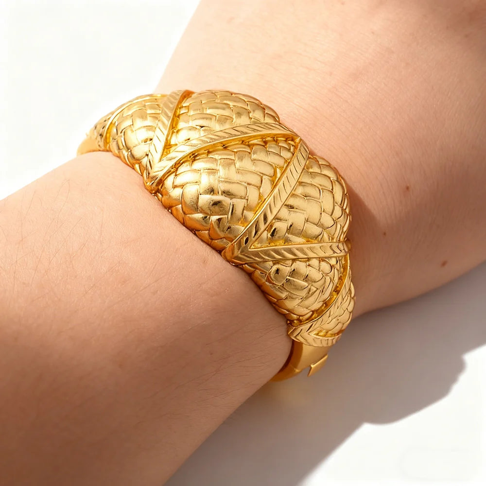 Dubai Bracelet Ring Set for Women, Luxury Gold Color Cuff Bangles, Female Luxury Jewelry Sets, Jewellery Accessory