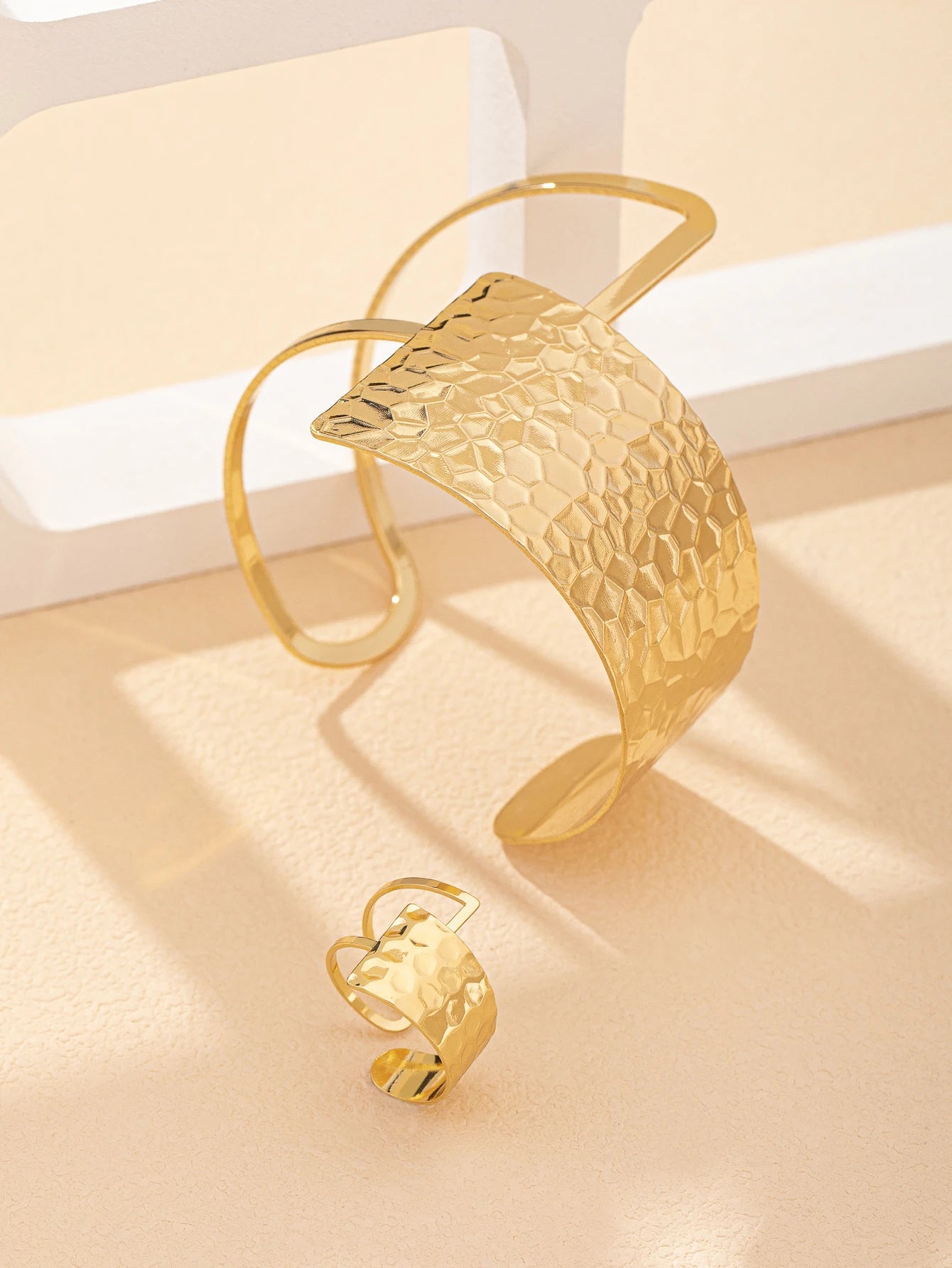 1 set of European and American style cross-border simple elegant versatile retro asymmetrical bracelet ring