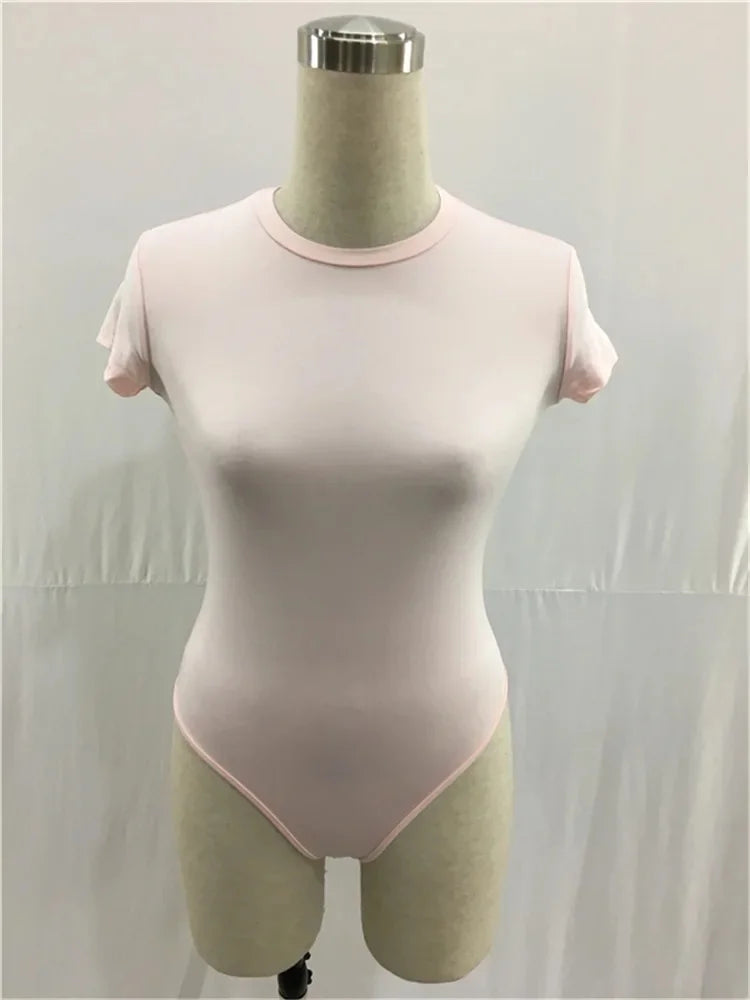 Polyester Fiber Short Sleeve Bodysuit Blouse One-Piece Suit Women's T-shirt Chinese Origin Fashionable Comfortable Fit Bodysuit
