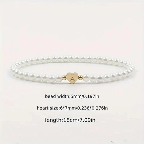 26 Letters Initial Bracelet For Women Faux Pearl Bracelet Fashion Women link Bracelet Wristband Jewelry gift Pearl Bracelet A-Z