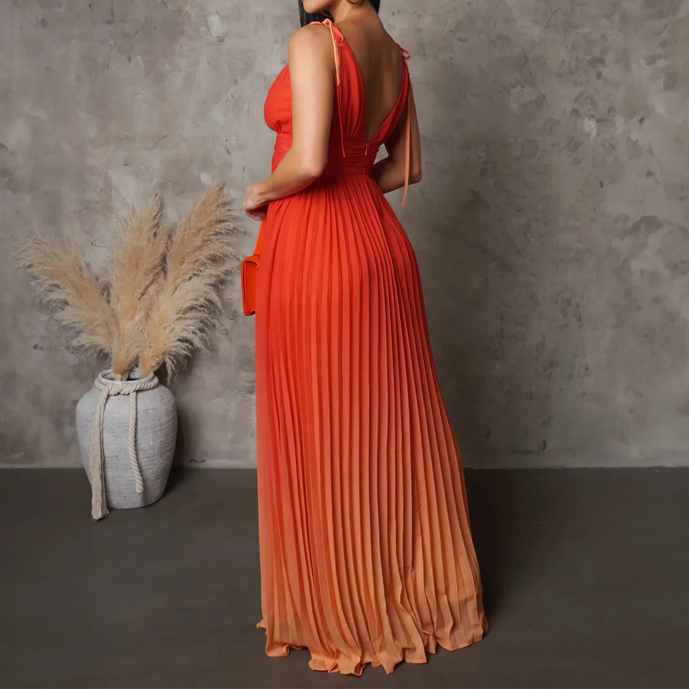 Women's Halter Dresses Sexy Drawstring Cocktail Party Dresses Gradient Summer Elegant Evening Dresses Fashion Long Prom Dress HY3