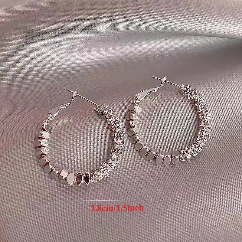 Big Full Crystal Circle Hoop Earring for Women Party Wedding Accessories Boucle Oreille Femme