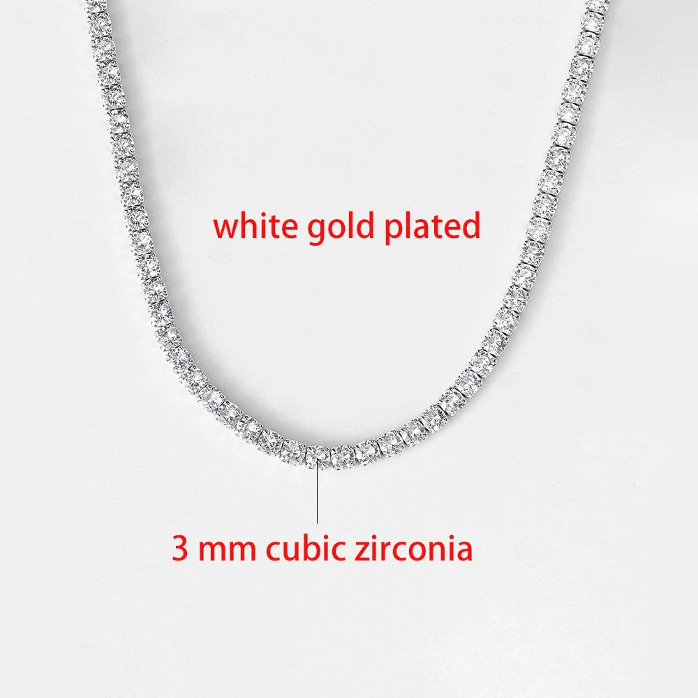 Simple Iced Out Tennis CZ Choker Necklace for Women Men Crystal Short Chain on Neck Hip Hop Trend Accessories Jewelry OHN016