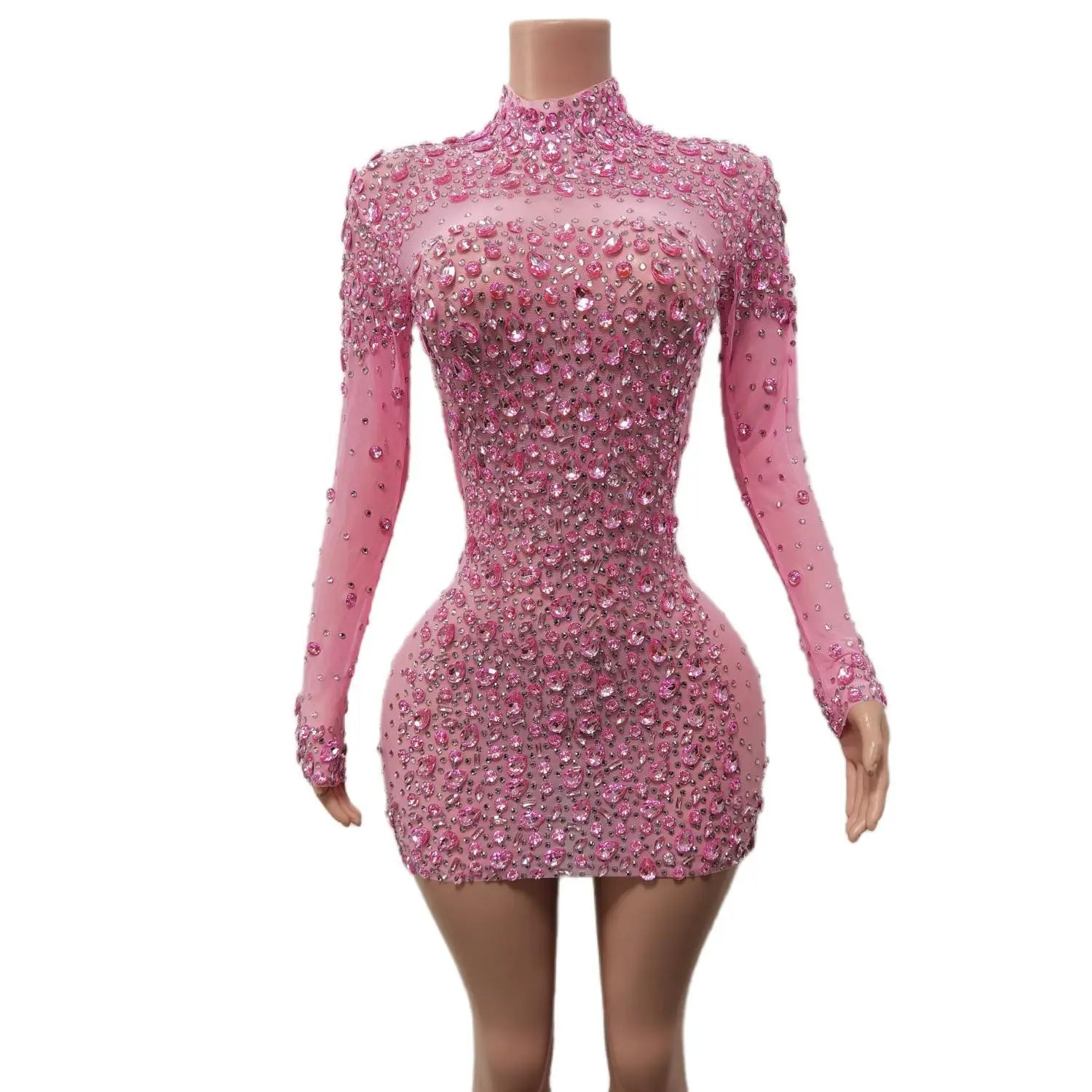 Women Sexy Black Rhinestones Mini Dresses Evening Birthday Party Celebrate Prom Gown Crystals Short Dress Singer Dress Cuixing