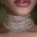 CUIER Fashionable Multi Layered Shiny Choker Necklace Jewelry Necklaces For Women Wedding Rhinestone Collar