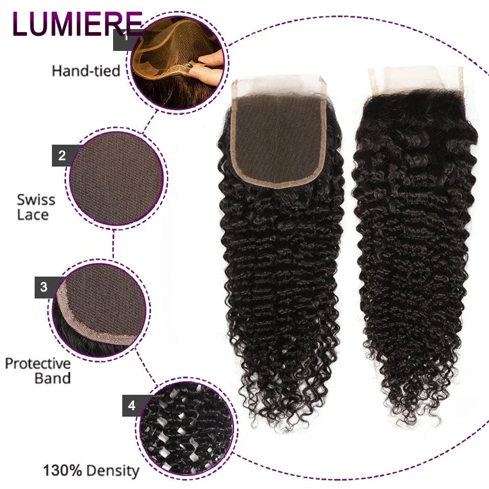 Virgin Raw Afro Kinky Deep Water Curly Wave Bundle With HD Lace Closure Frontal 3/4 Bundle With Frontal Raw Human Hair Extension