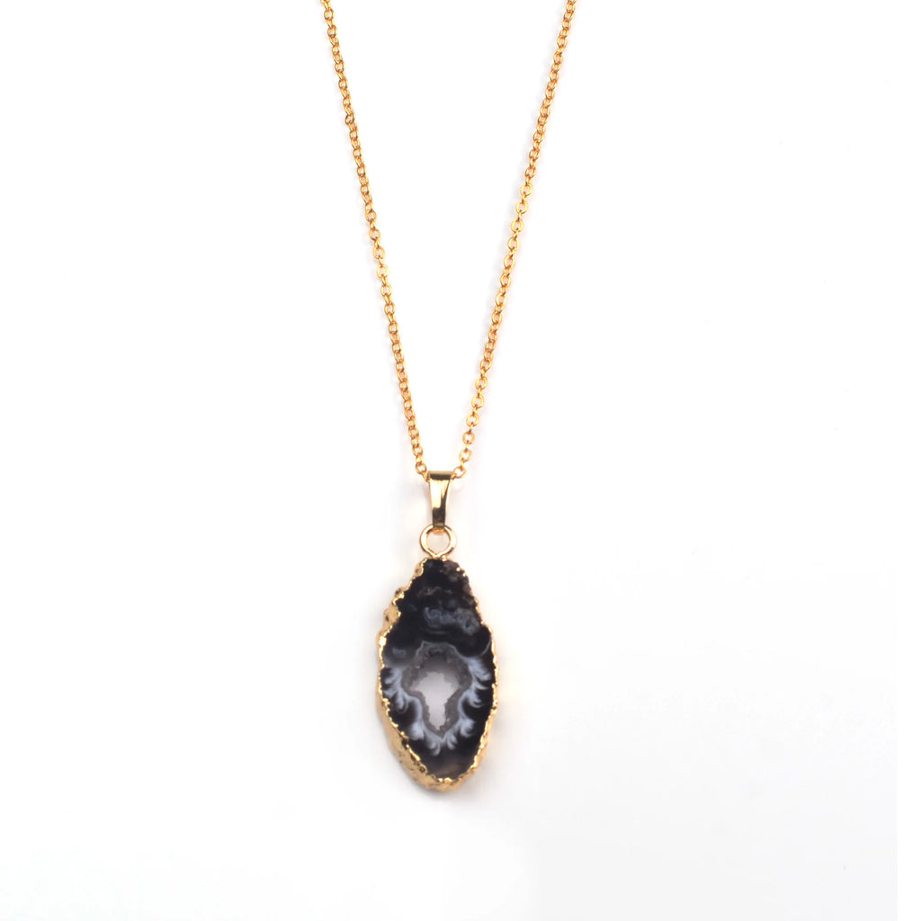 Irregular Shape Choker Necklace Natural Stone Pendant Necklaces Women Druzy Geode Quartz Necklace For Gift