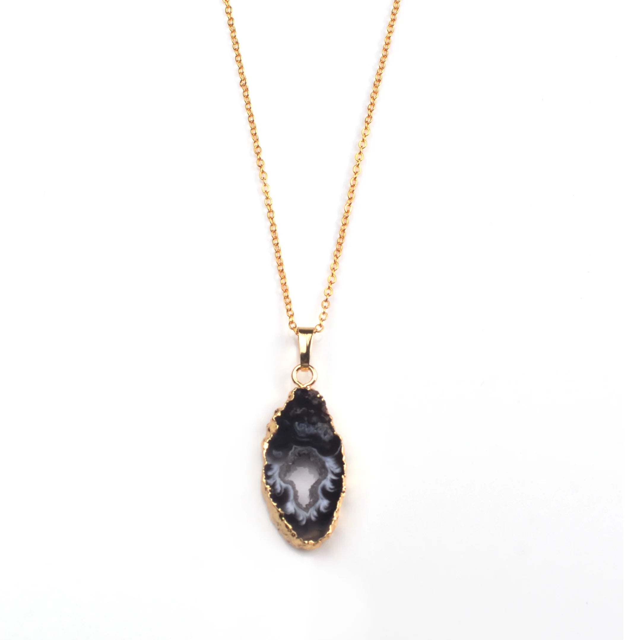 Irregular Shape Choker Necklace Natural Stone Pendant Necklaces Women Druzy Geode Quartz Necklace For Gift