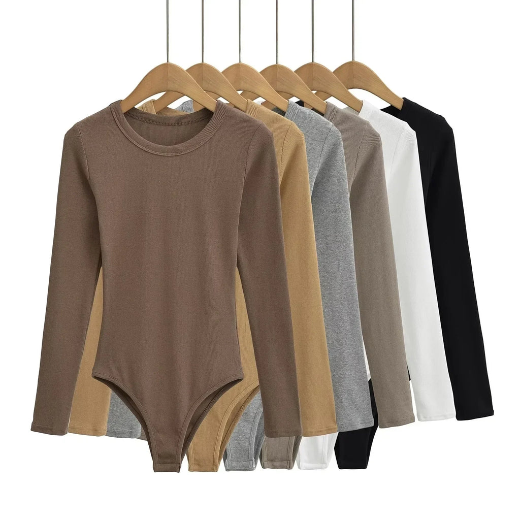 Basic round Neck Long Sleeve Onesie Hot Sale Of The Season New Style Versatile Slim Fit High Elasticity Ribbed T-Shirt Base Laye