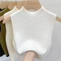 Fashion Half Turtleneck Knitted Tank Top Summer Women Casual Solid Color Sleeveless Vest spring and autumn