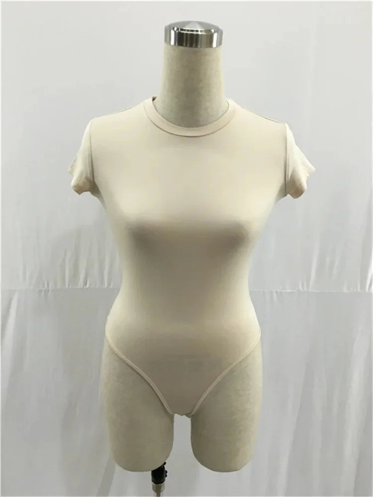 Polyester Fiber Short Sleeve Bodysuit Blouse One-Piece Suit Women's T-shirt Chinese Origin Fashionable Comfortable Fit Bodysuit