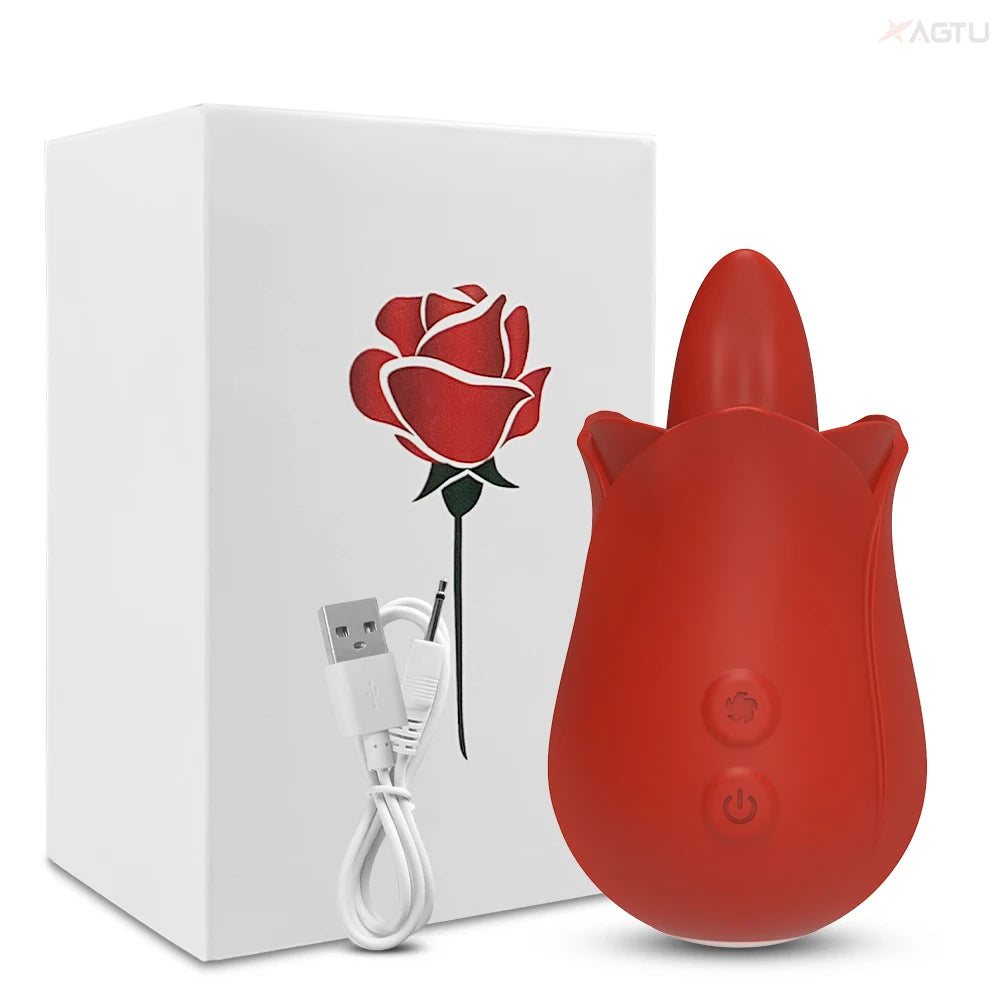Rose Vibrator 10 Tongue Licking Flower G-Spot Vibrator for Women Adult Game Clit Nipples Penis Anal Stimulator Licking Device 18