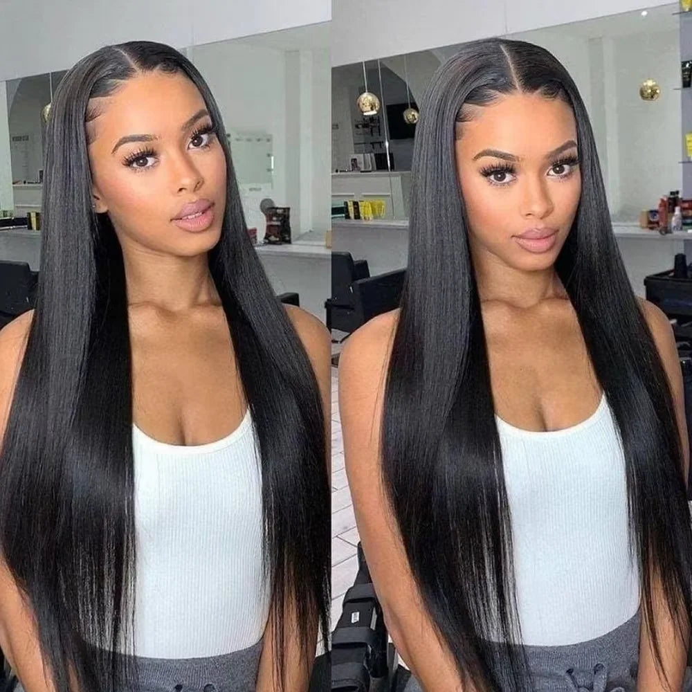 Bone Straight Vietnamese Human Hair Lace Frontal Wig Super Double Drawn Natural Black Human Hair Wigs Preplucked HD Lace Wig