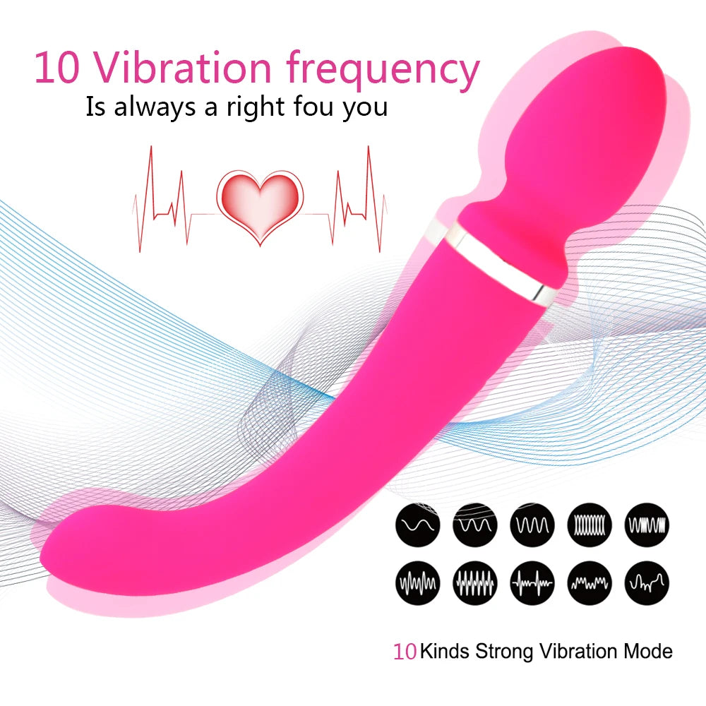 Sex Toys for Adults Dual Vibrator Wand Massager Dildo Vibrator Waterproof G-Spot Clitoris Anal Stimulator Sex Toys for Women