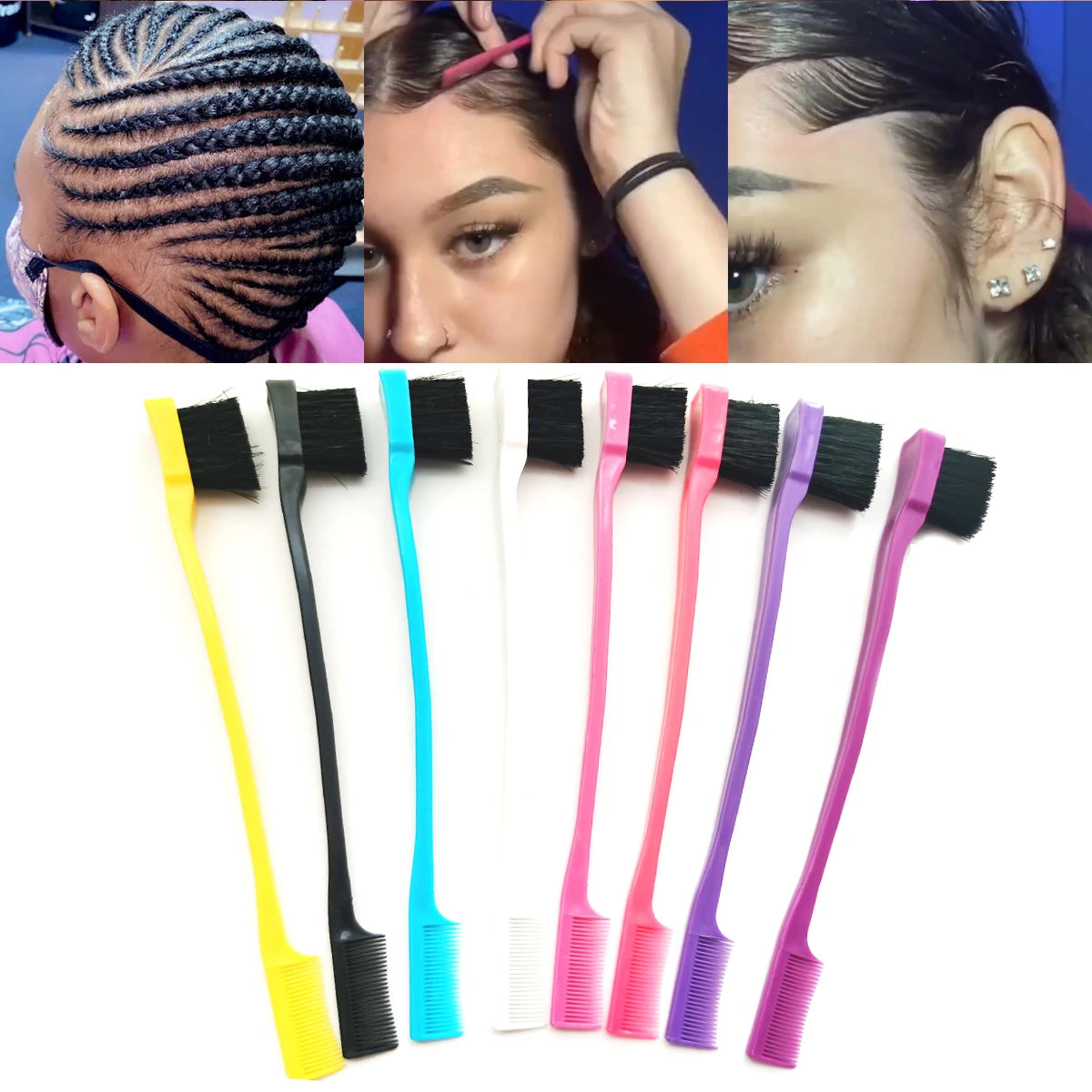1Pc Random Color Edge Brush Comb Vendor Double Sided 2 in 1 For Hair Salon Hair Comb Brushes Beauty Tools Hairbrush
