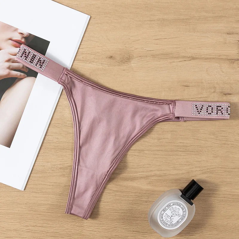 Erotic Thong Panties Female Lust Wind Traceless Ice Silk Ladies T Pants Hot Diamond Sexy Hot Briefs Female Panties Women