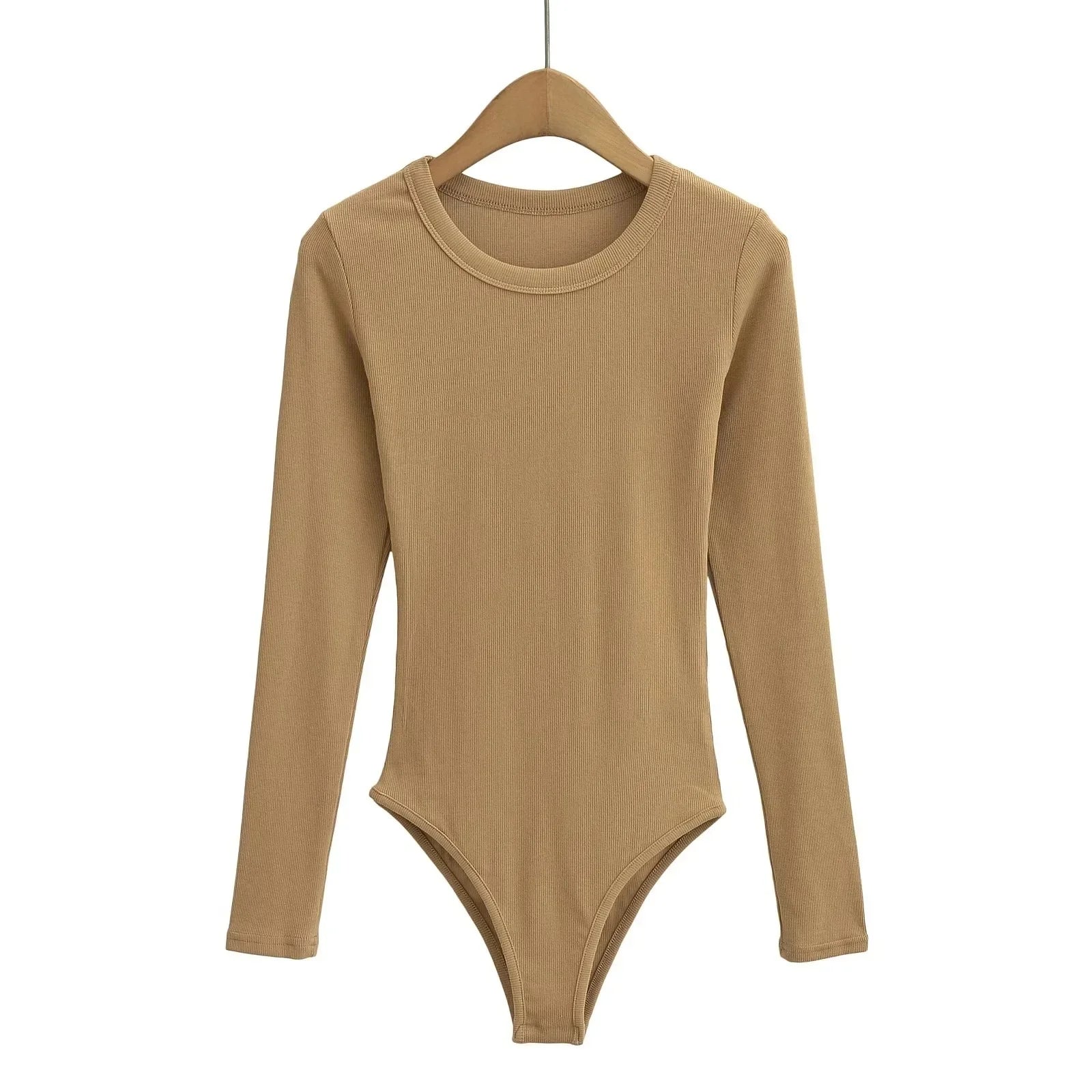 Basic round Neck Long Sleeve Onesie Hot Sale Of The Season New Style Versatile Slim Fit High Elasticity Ribbed T-Shirt Base Laye