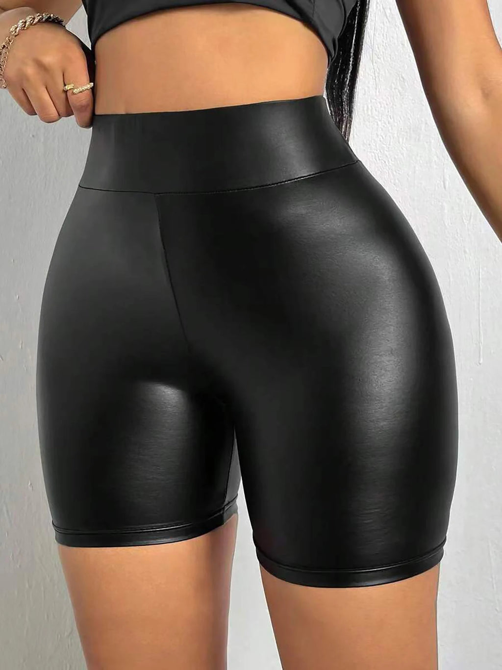 Women's coated shorts, smart casual shorts, black shorts, tight shorts 289