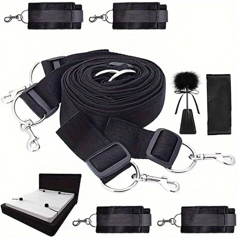 Erotic Sex Toys For Women Adults Games Nylon Sex Bondage BDSM Kits Lncluded  Handcuffs Ankle Restraints Blindfold And Tickler