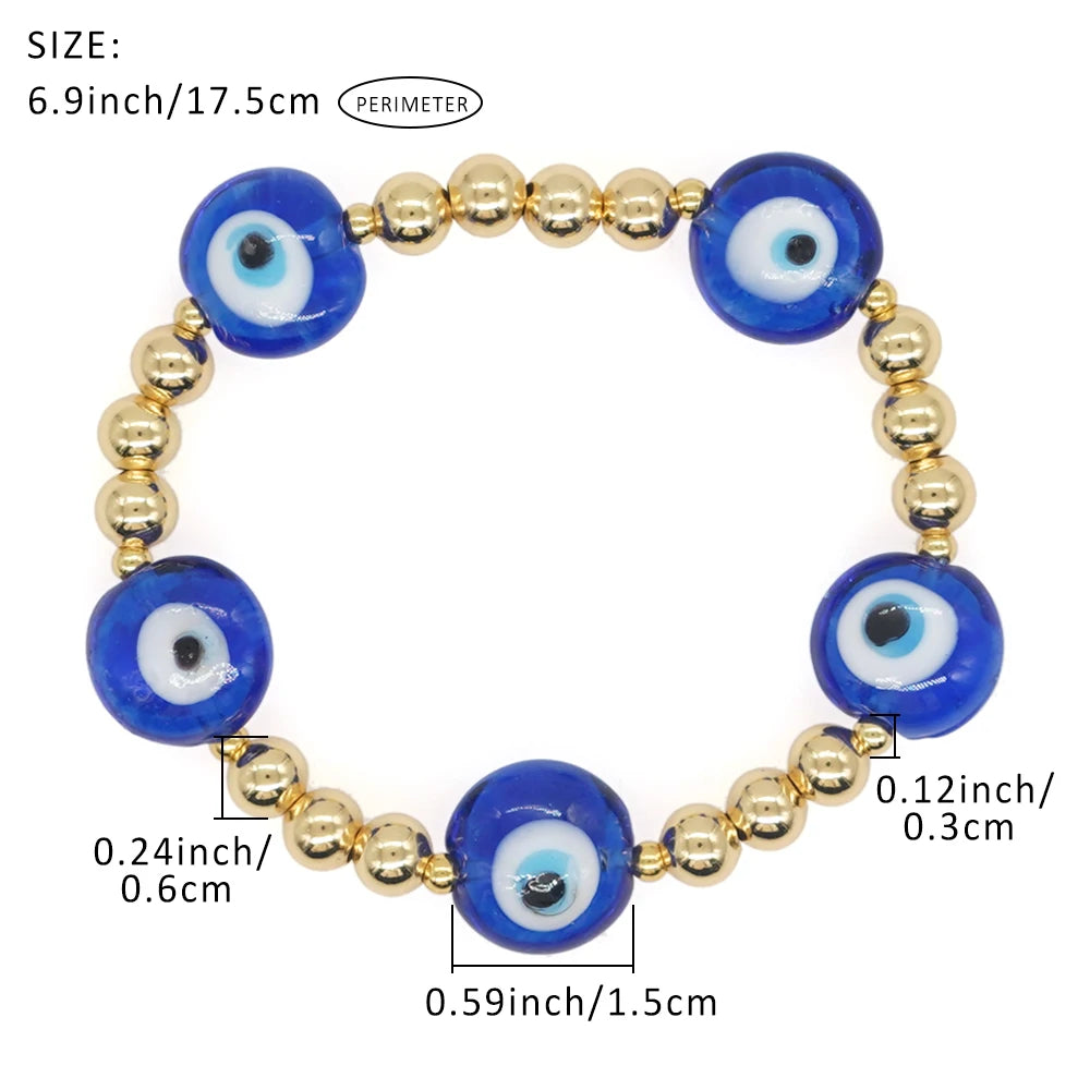 Go2boho Turkish Eye Bracelet Blue Big Eye Jewelry for Women Golden Plated Beads and Stylish Accessories Pulseras Femme