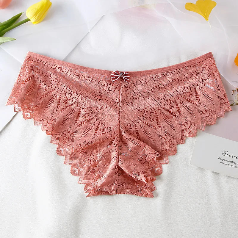 New Panties Women Lace Underwear Sexy Low-Waist Briefs Hollow Out G String Underpant Solid Comfortable Female Lingerie