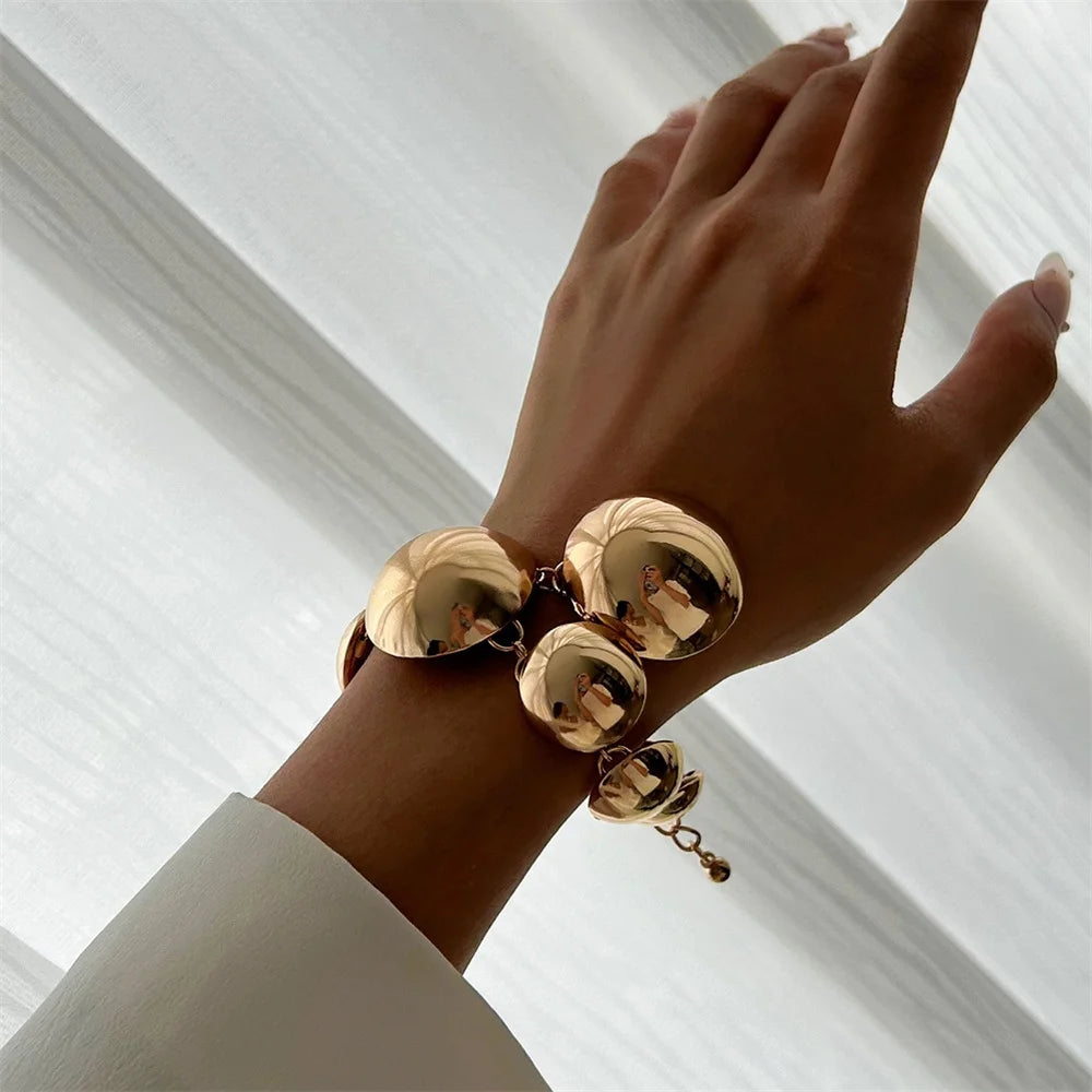 Vintage Irregular CCB Big Ball Bead Chain Short Necklace Bracelet for Women Personality Punk Collier Jewelry 2024 Festive Gifts