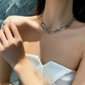 Cold quality zircon thick chain necklace, women's network red fashion design sense, fashion collarbone chain, short sweater chain
