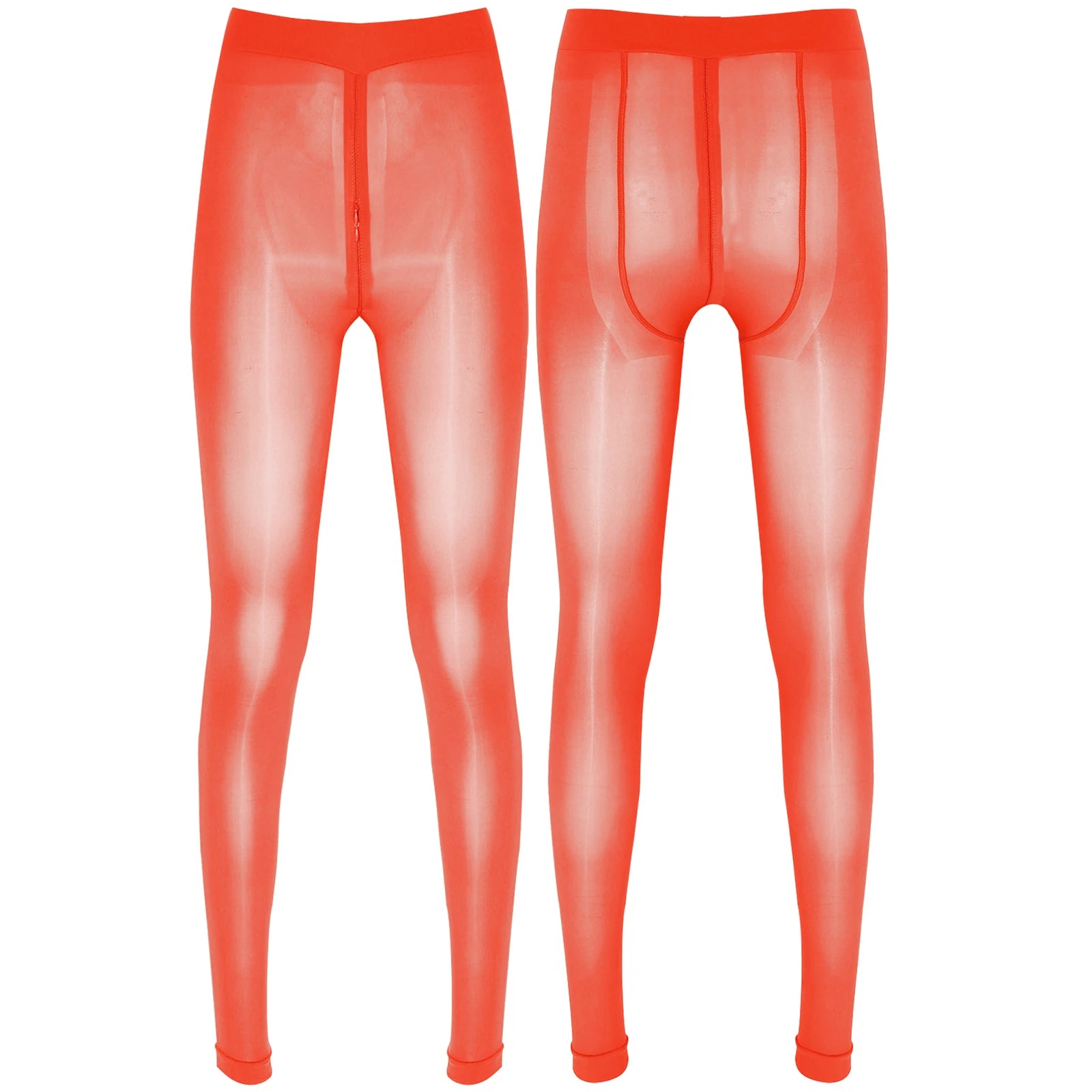 Women's Sexy Glossy Zipper Crotch Pantyhose Tights See-Through Sheer Solid Color Elastic Waistband Leggings with Socks Stretchy