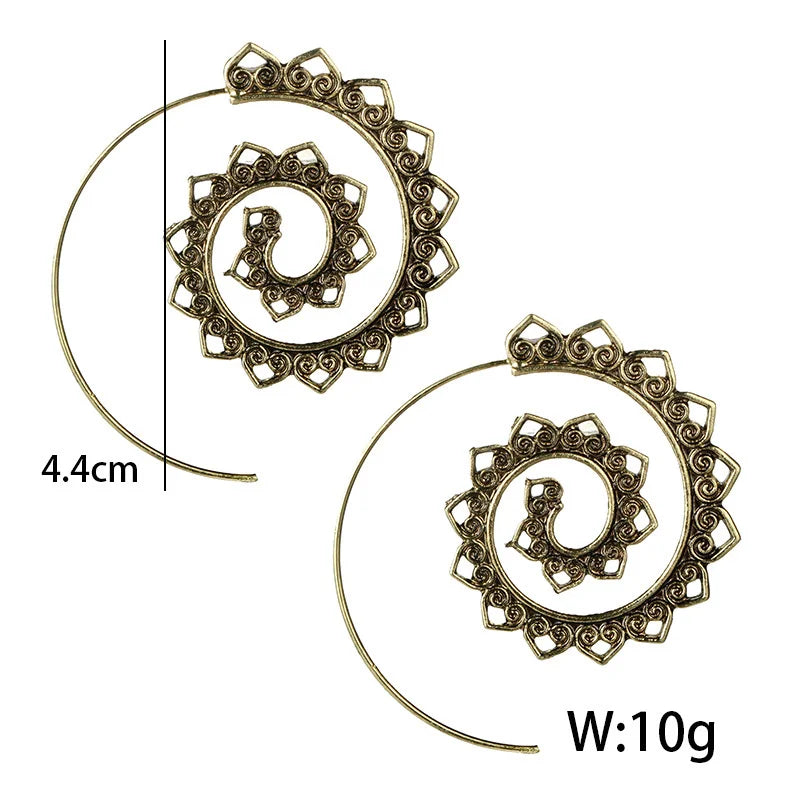 New Trendy Gold Silver Color Round Spiral Earrings for Women Brinco Earrings Oorbellen Hoop Earrings Alloy Pendientes Earring