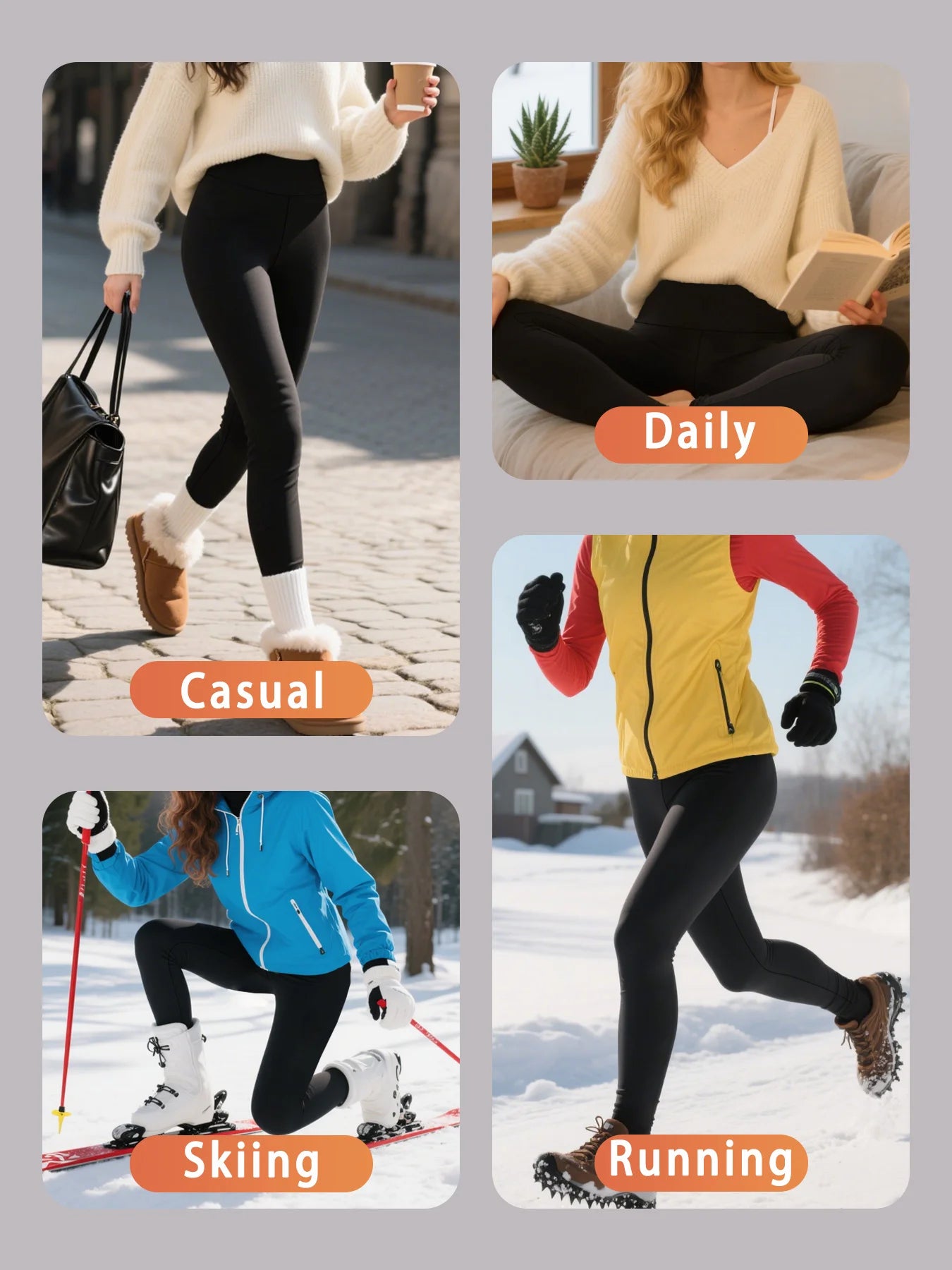 Women's winter running leggings. High waist design provides coverage and comfort for yoga and workout sessions