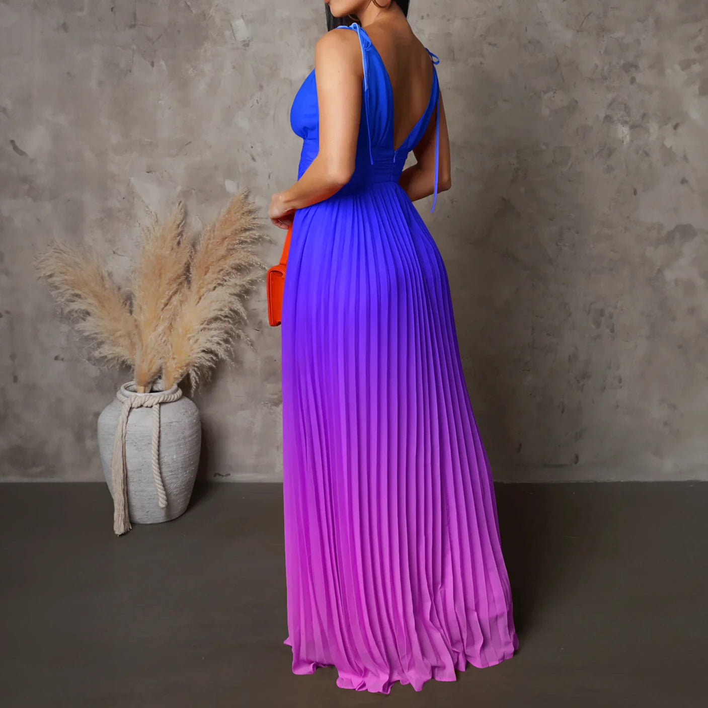 Women's Halter Dresses Sexy Drawstring Cocktail Party Dresses Gradient Summer Elegant Evening Dresses Fashion Long Prom Dress HY3
