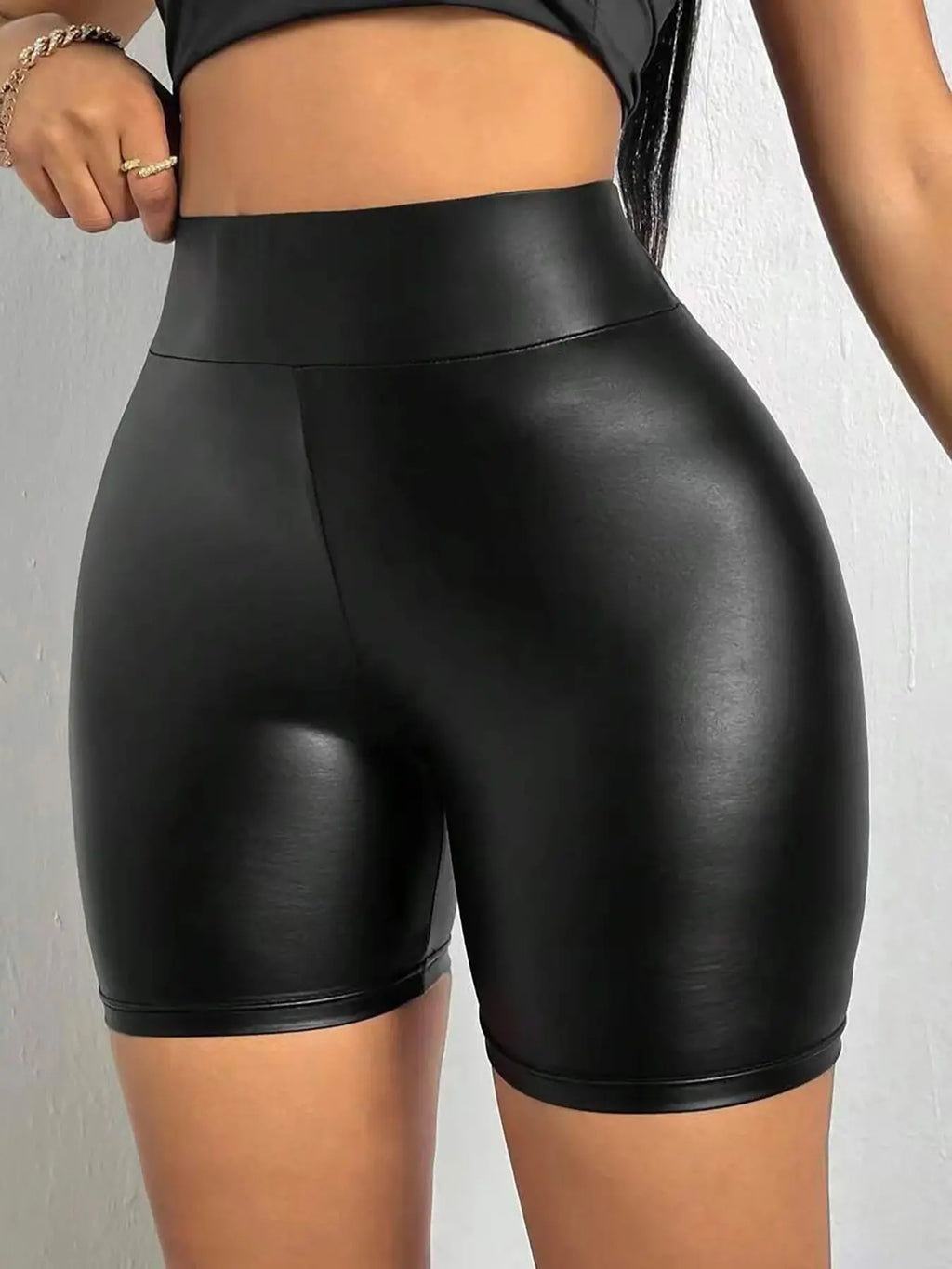 Women's coated shorts, smart casual shorts, black shorts, tight shorts 289